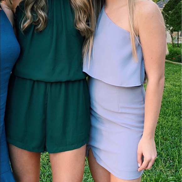 Superdown one shoulder gray/blue mini dress - Picture 3 of 5